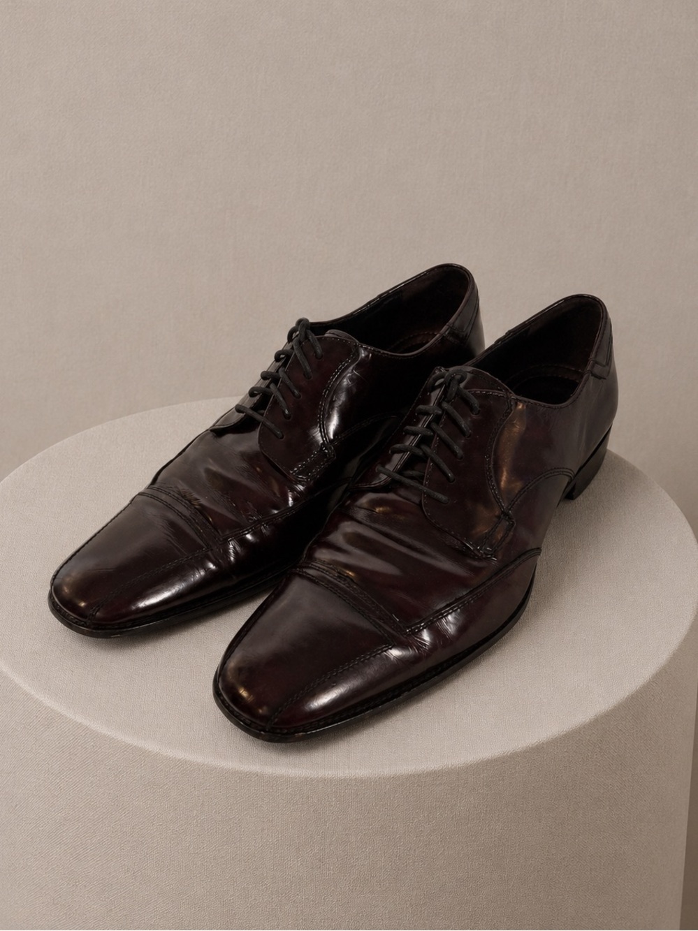 Johnston & Murphy Mens Dress Shoes Size 9M Cap Oxford Leather Burgundy Brown
